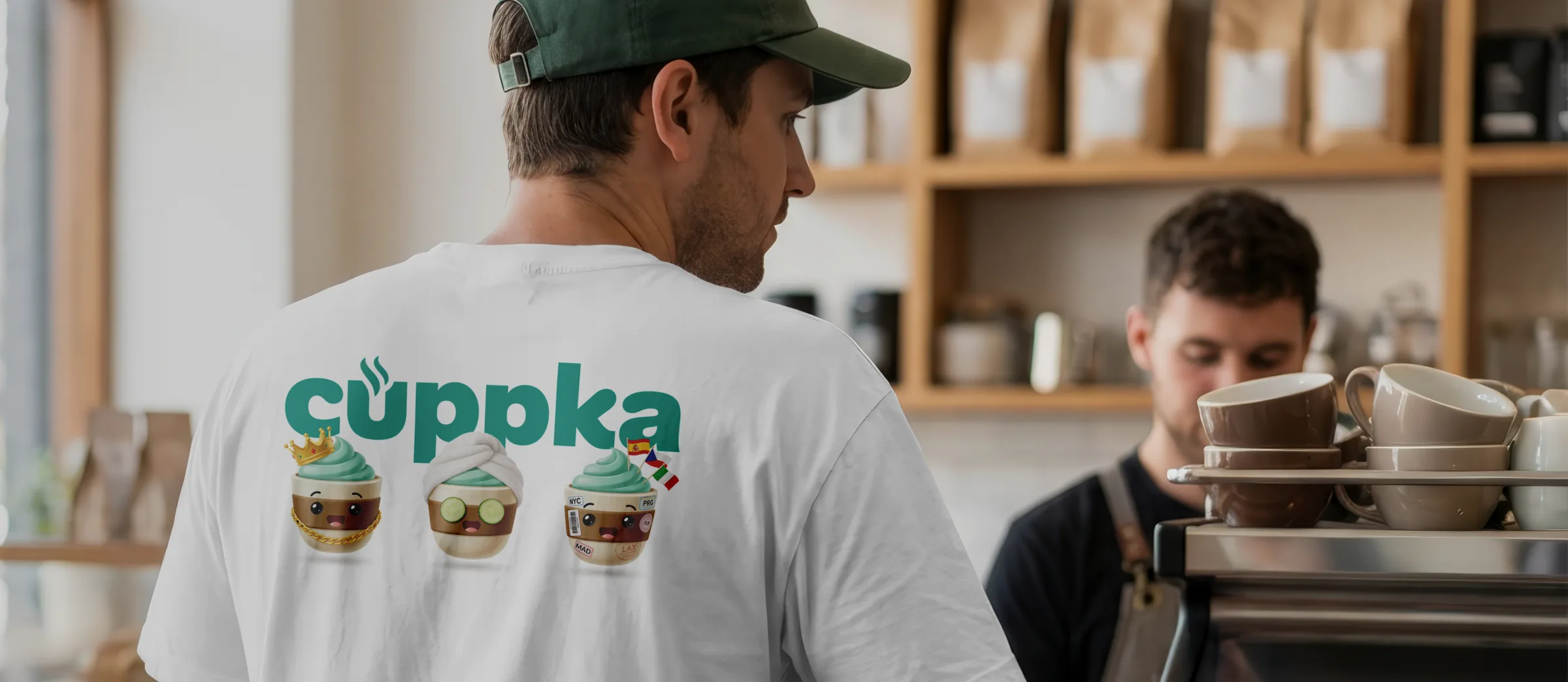 Cuppka tričko v kavárně