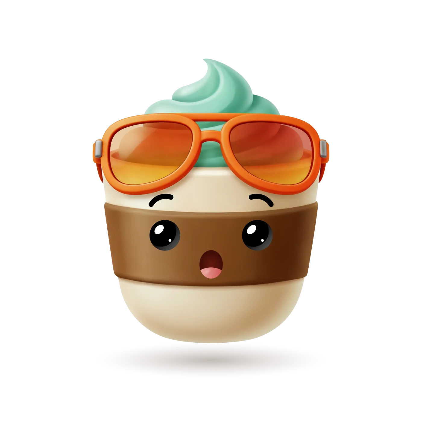 Cuppka maskot se slunečními brýlemi