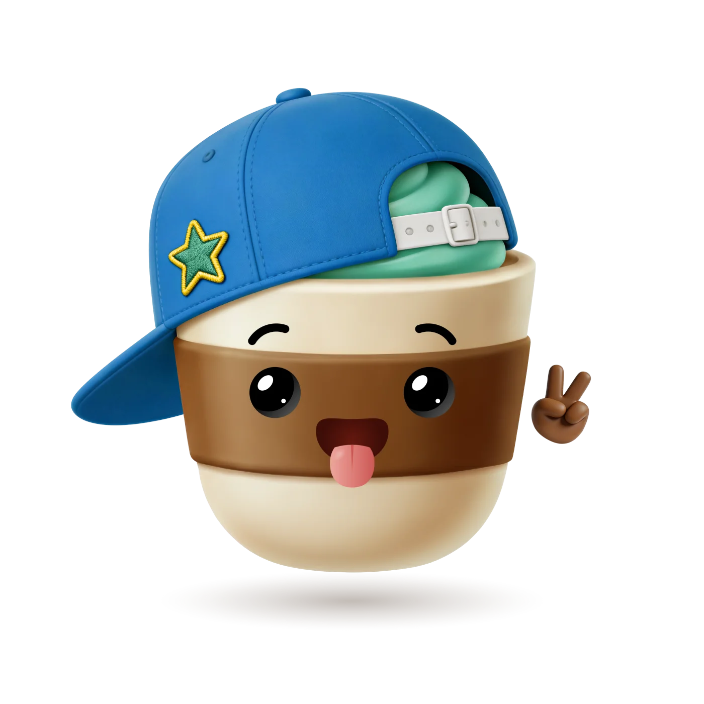 Cuppka maskot v kšiltovce